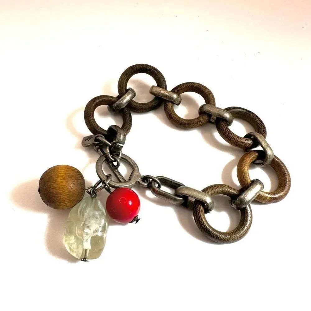 American Eagle Outfitters wood link charm bracelet